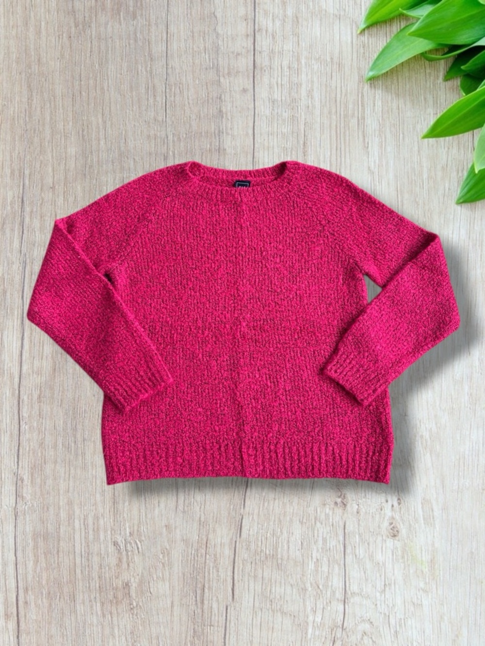 GAP Women's Crewneck Wool Blend Sweater Bright Pink Size S